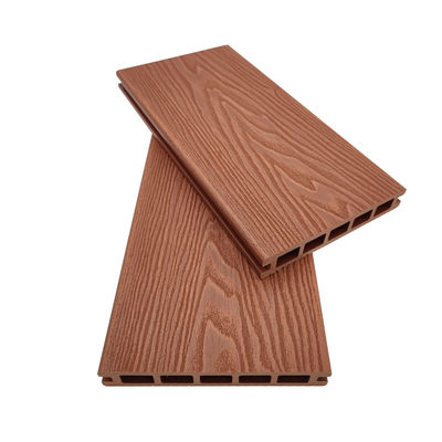 Carreaux de terrasses composites antidérapants en bois de noyer en plastique 3D en relief